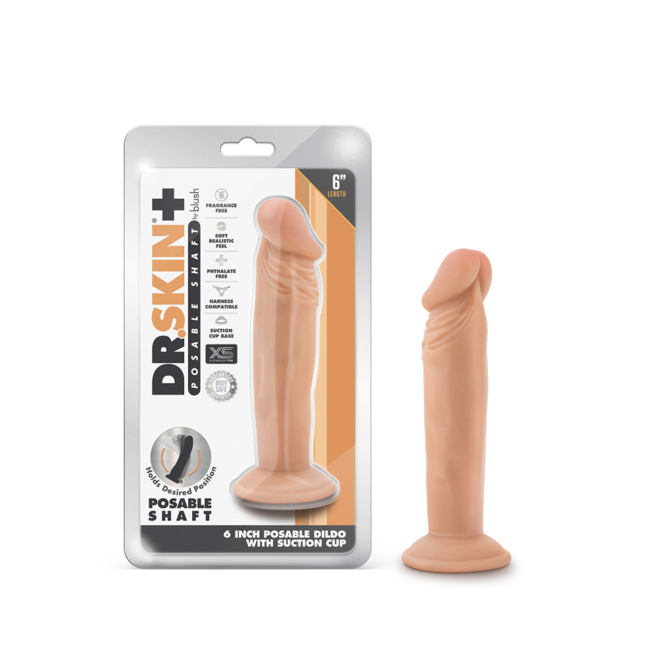 6 Inch Posable Dildo - Vanilla - Thorn & Feather Sex Toy Canada