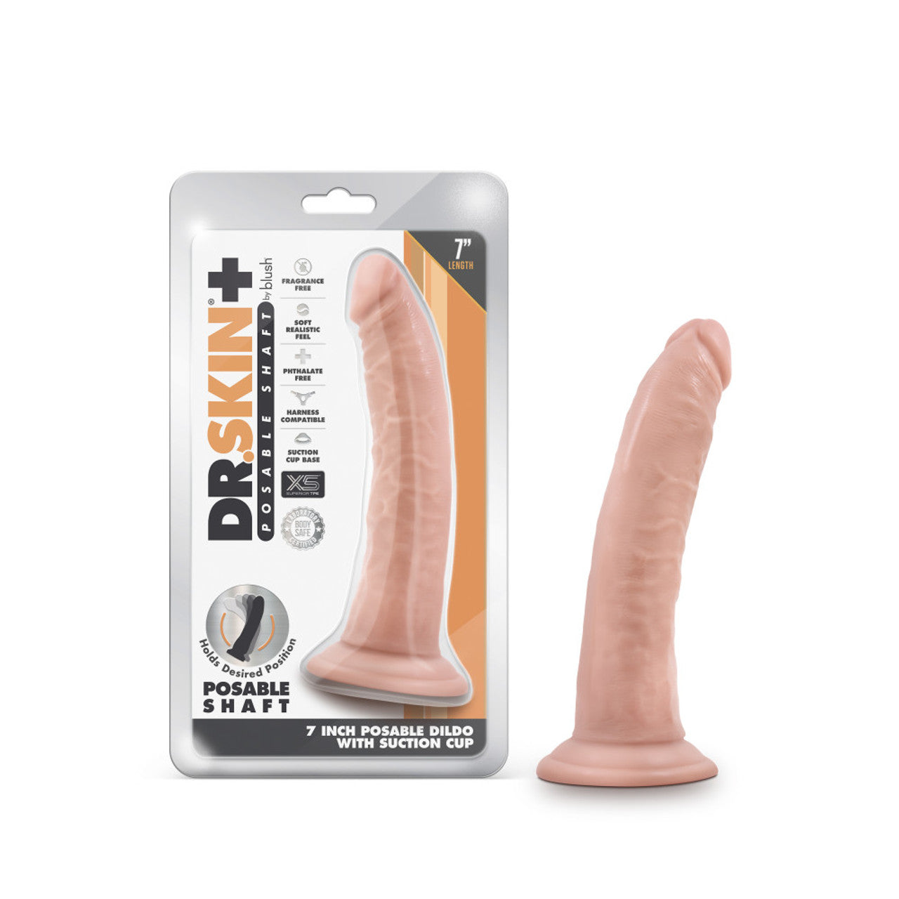 7 Inch Posable Dildo - Vanilla - Thorn & Feather Sex Toy Canada