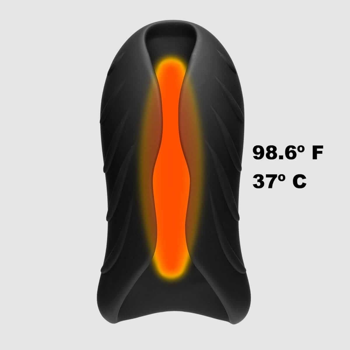 OptiMALE SECONDSKYN Silicone Warming Stroker - Vibrating, Rechargeable - Thorn & Feather Sex Toy Canada