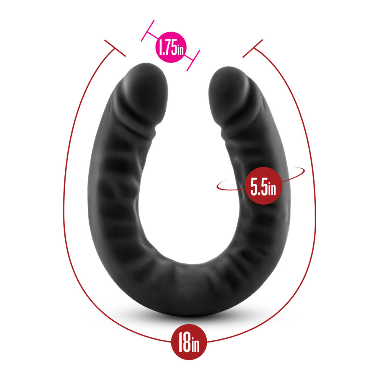 Ruse 18 inch Silicone Slim Double Dong - Black