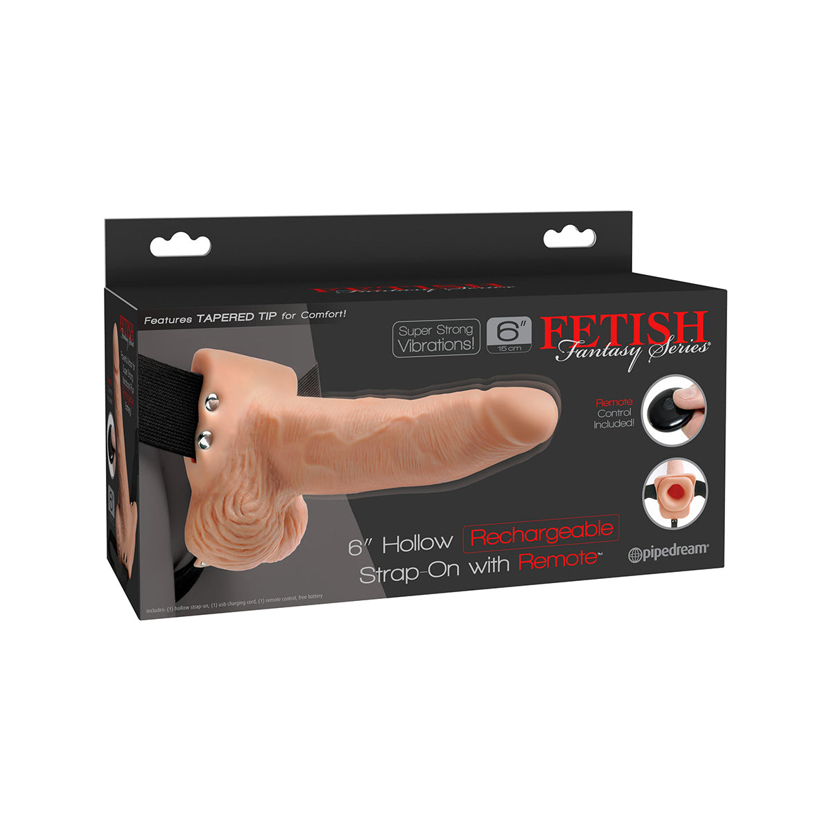 Fetish Fantasy 6" Hollow Rechargeable Strap-On with Remote - Flesh