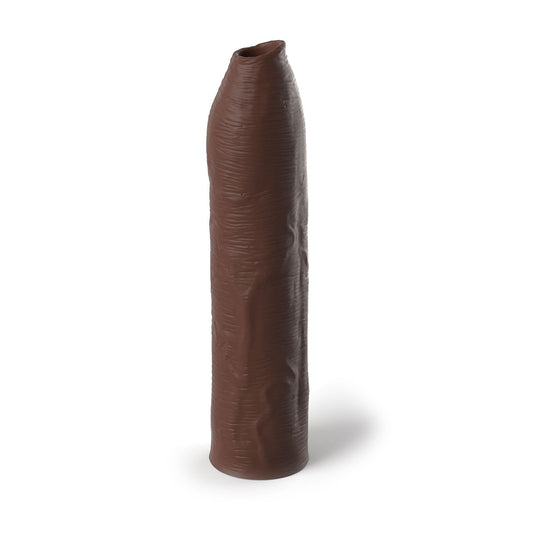 Uncut 7" Silicone Penis Enhancer - Brown