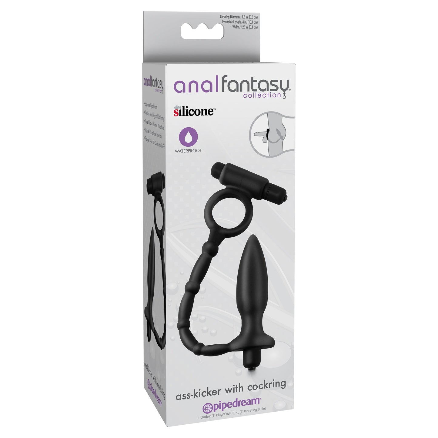 Anal Fantasy Collection Ass-Kicker with Cockring - Black - Thorn & Feather Sex Toy Canada