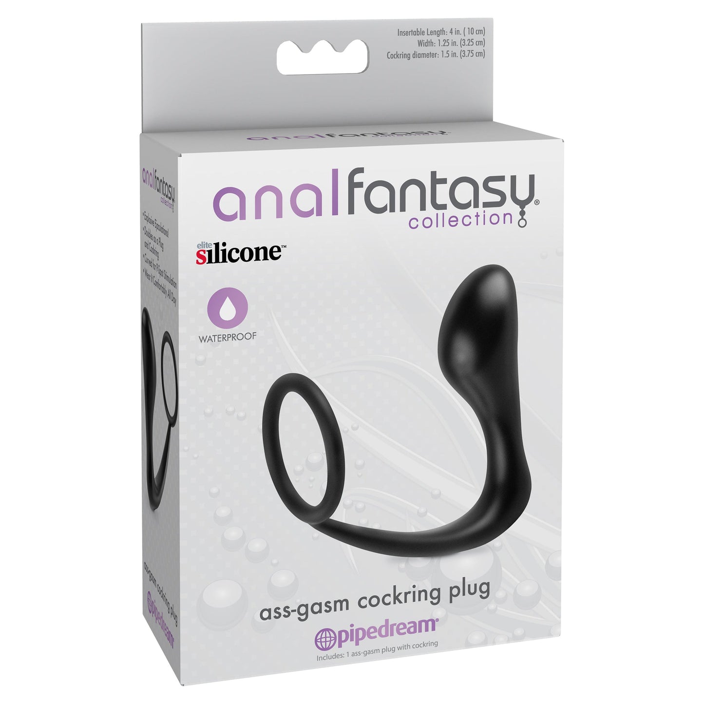 Anal Fantasy Collection Ass-Gasm Cockring Plug - Black - Thorn & Feather Sex Toy Canada