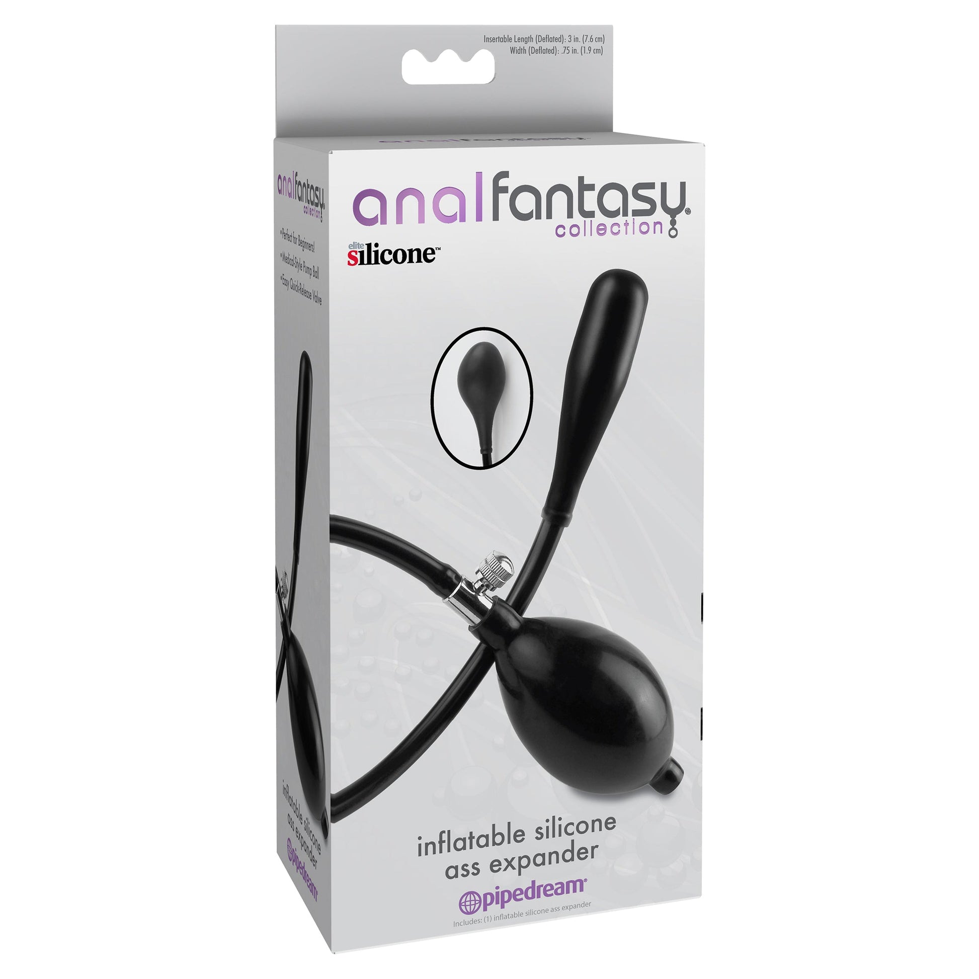 Anal Fantasy Collection Inflatable Silicone Ass Expander - Black - Thorn & Feather Sex Toy Canada