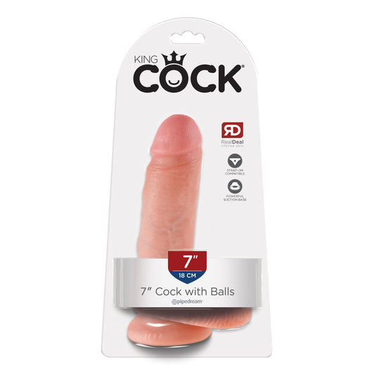 King Cock 7" Cock with Balls - Light - Thorn & Feather Sex Toy Canada