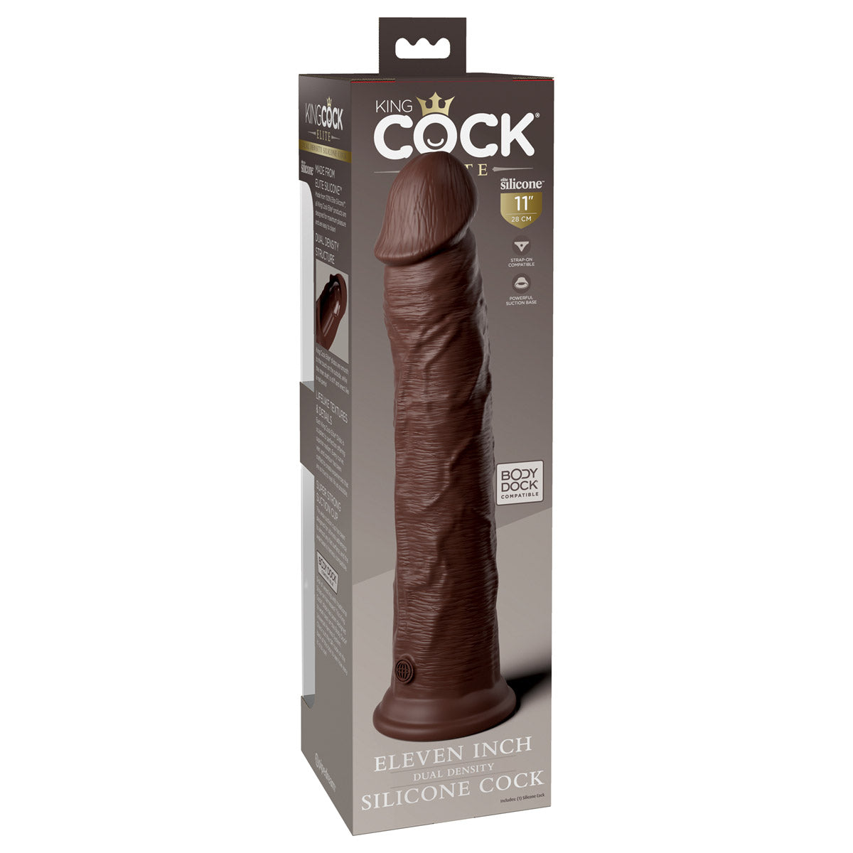 King Cock Elite 11" Silicone Dual Density Cock - Brown - Thorn & Feather Sex Toy Canada