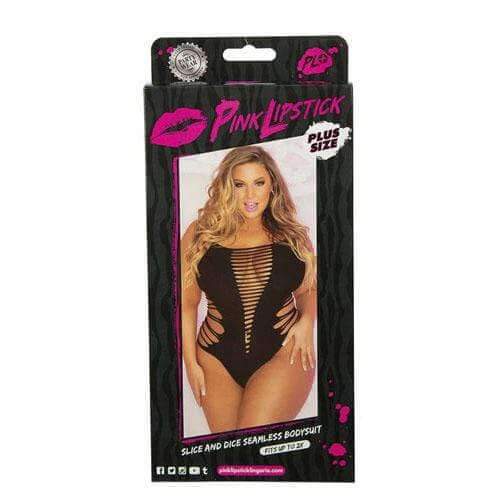 Slice and Dice Seamless Bodysuit - Black, Plus Size - Thorn & Feather Sex Toy Canada