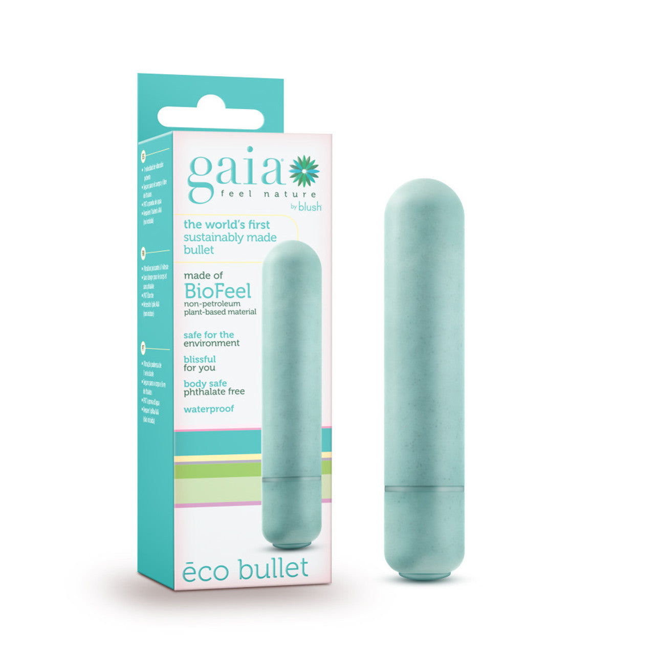 Gaia Eco Biadegradable Bullet Vibrator - Aqua - Thorn & Feather Sex Toy Canada