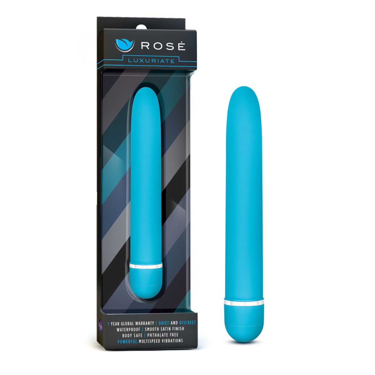 Rose Luxuriate 7" Vibrator - Blue - Thorn & Feather Sex Toy Canada
