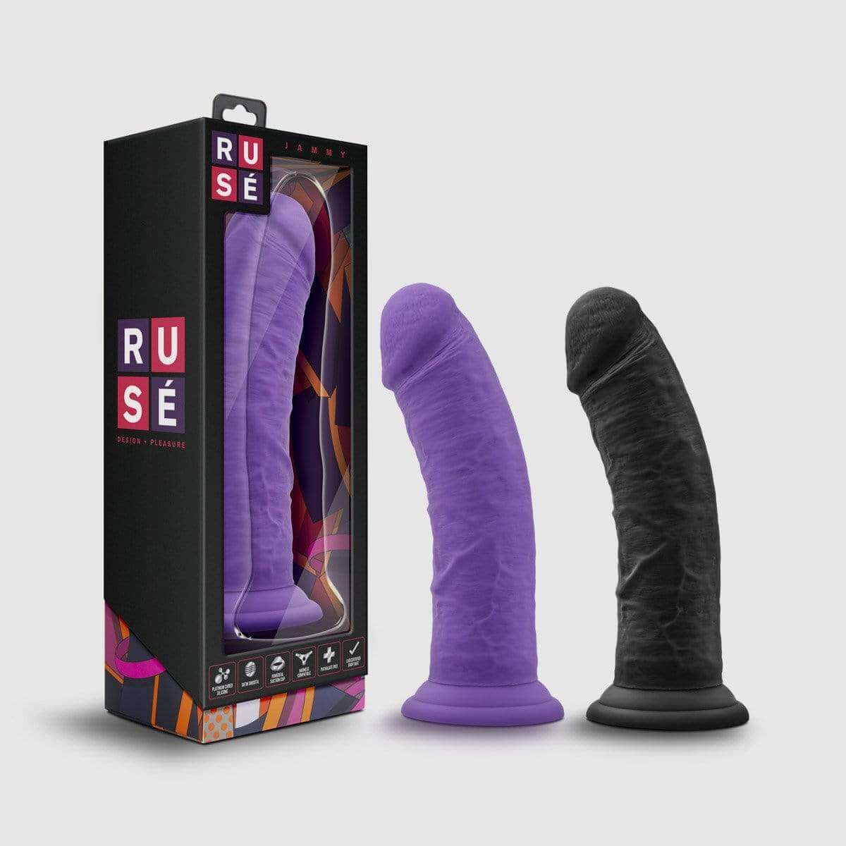Ruse Jammy Silicone Dildo - Black - Thorn & Feather Sex Toy Canada