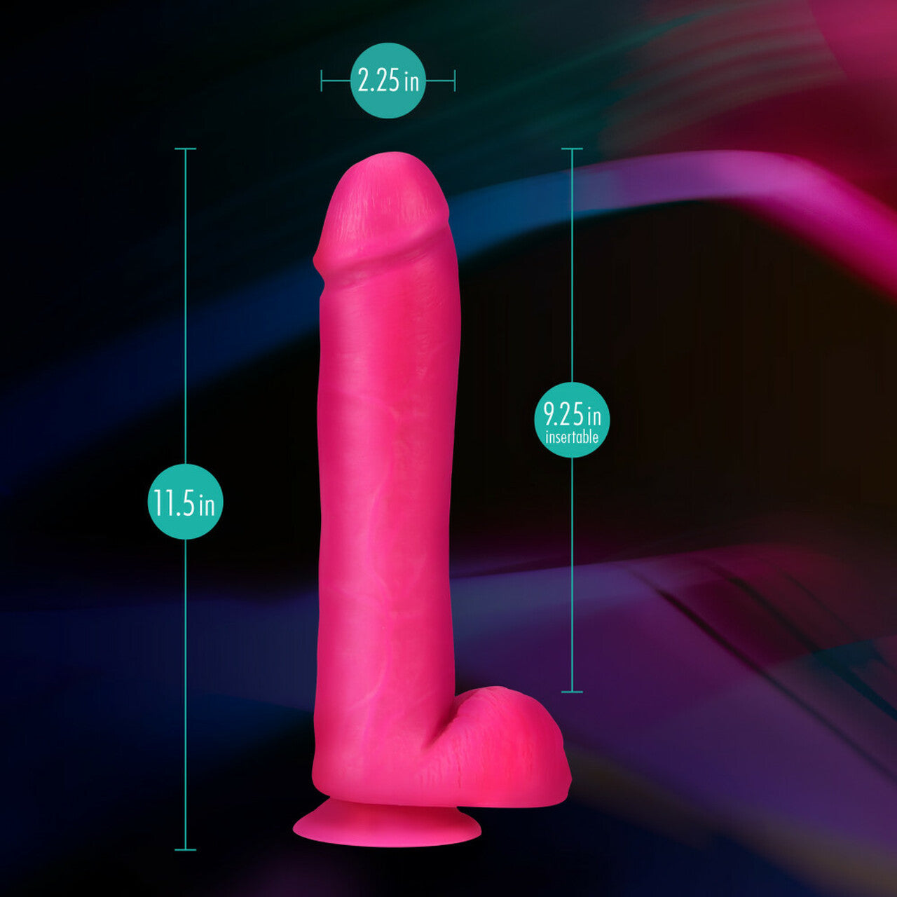Neo Elite 11 Inch Silicone Dual Density Cock with Balls - Neon Pink - Thorn & Feather Sex Toy Canada