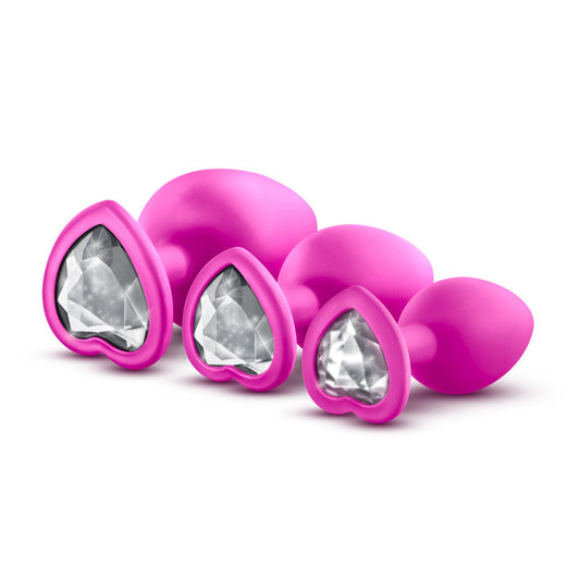 Luxe Bling Plugs Training Kit - Pink With White Gems - Thorn & Feather Sex Toy Canada
