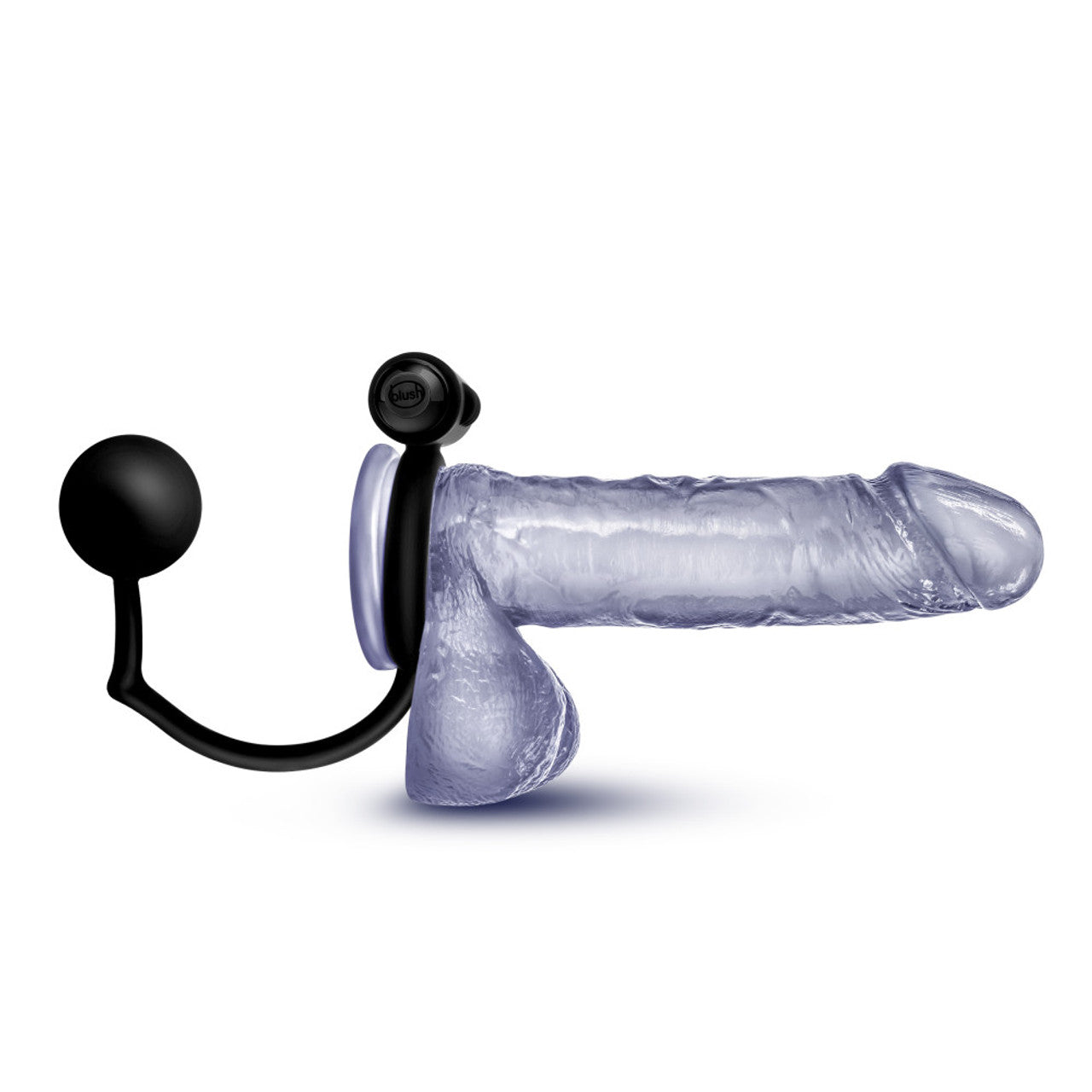 Silicone Anal Ball with Vibrating C-Ring - Black - Thorn & Feather Sex Toy Canada