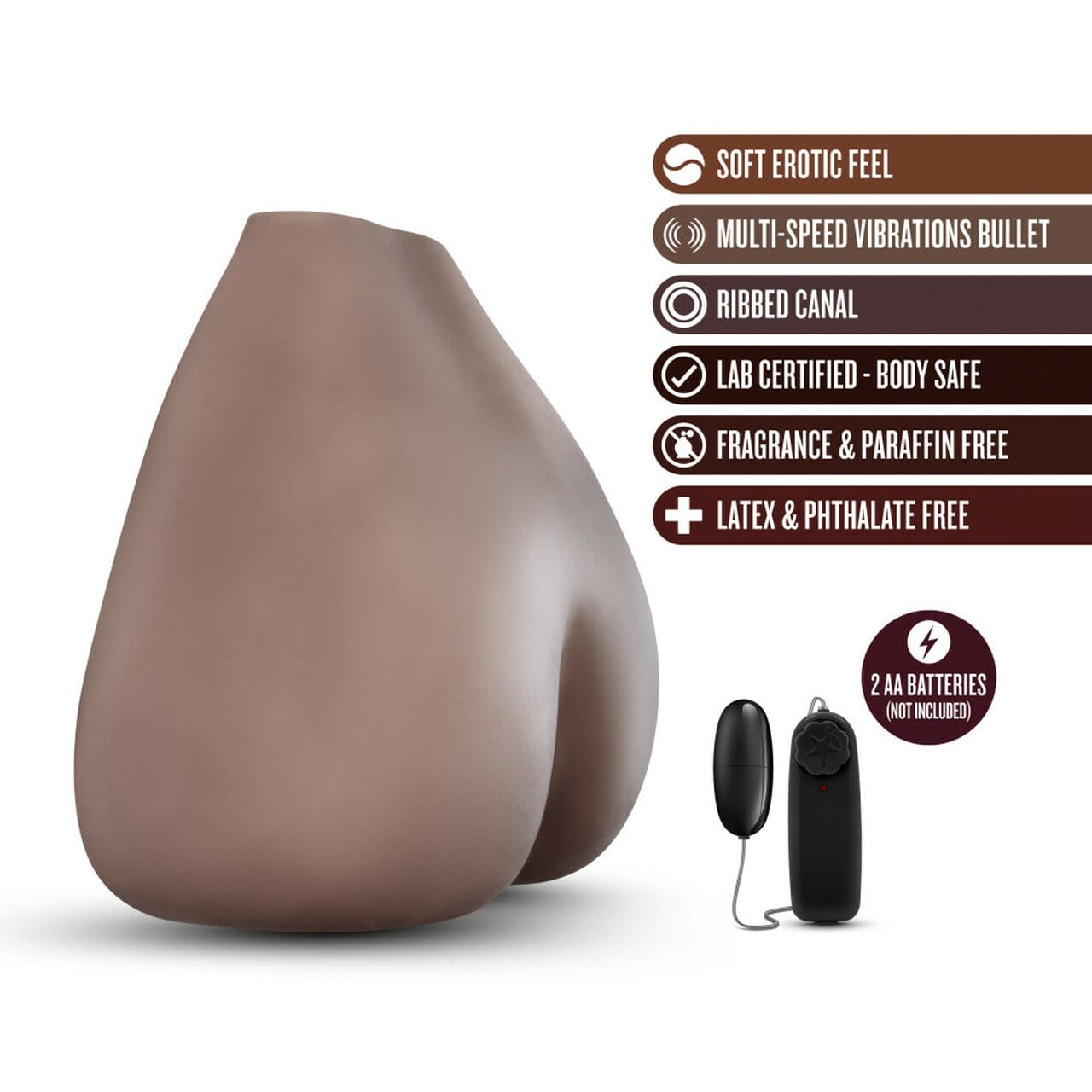 Sweet Rose Life-Sized Vibrating Ass - Chocolate - Thorn & Feather Sex Toy Canada