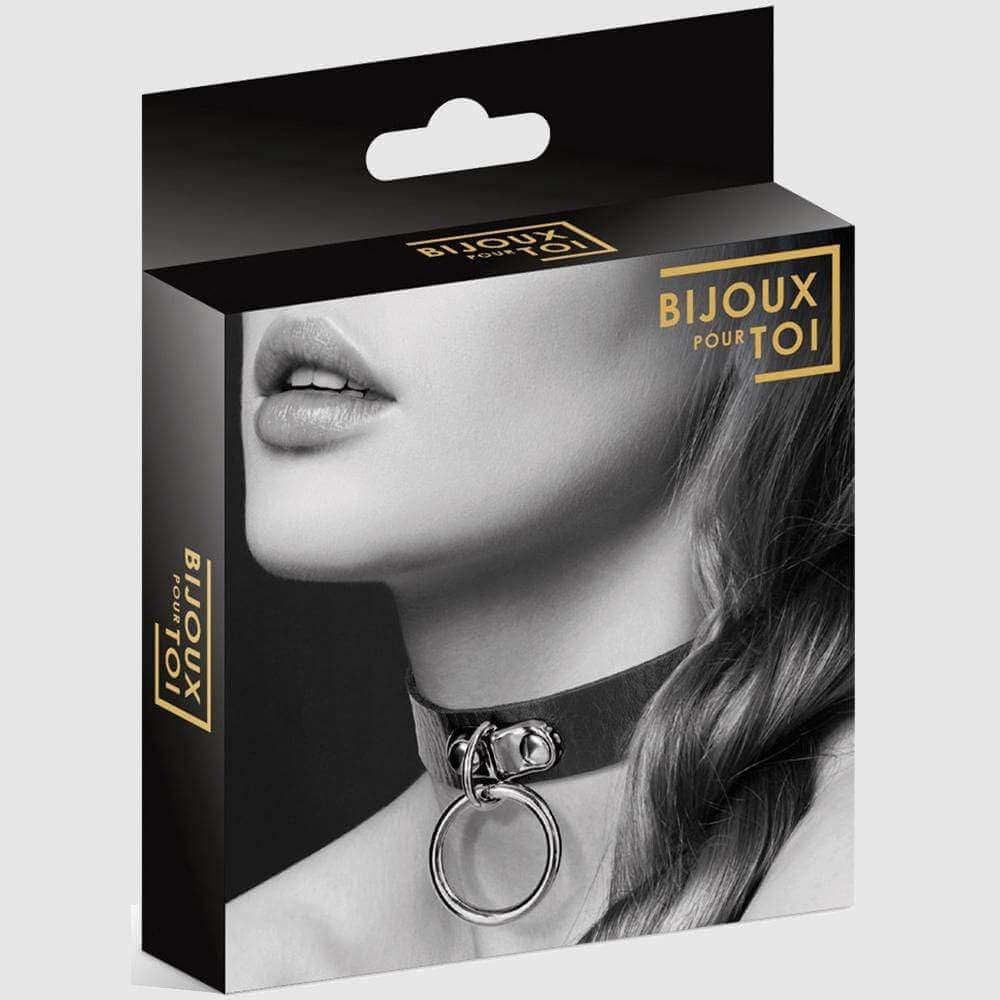 Silver Ring Choker Black - Thorn & Feather Sex Toy Canada