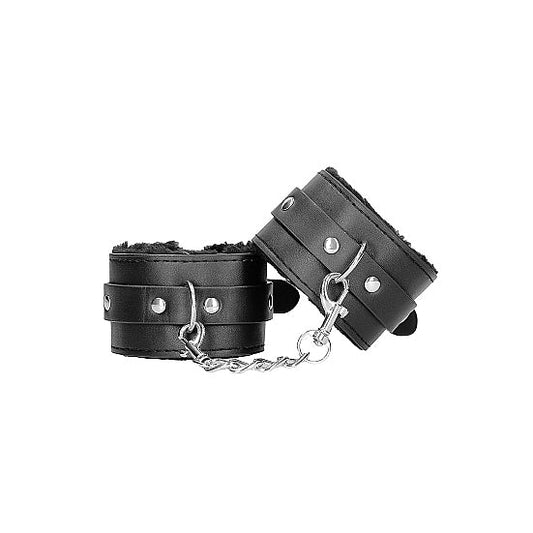 Plush Bonded Leather Hand Cuffs w Adjustable Straps