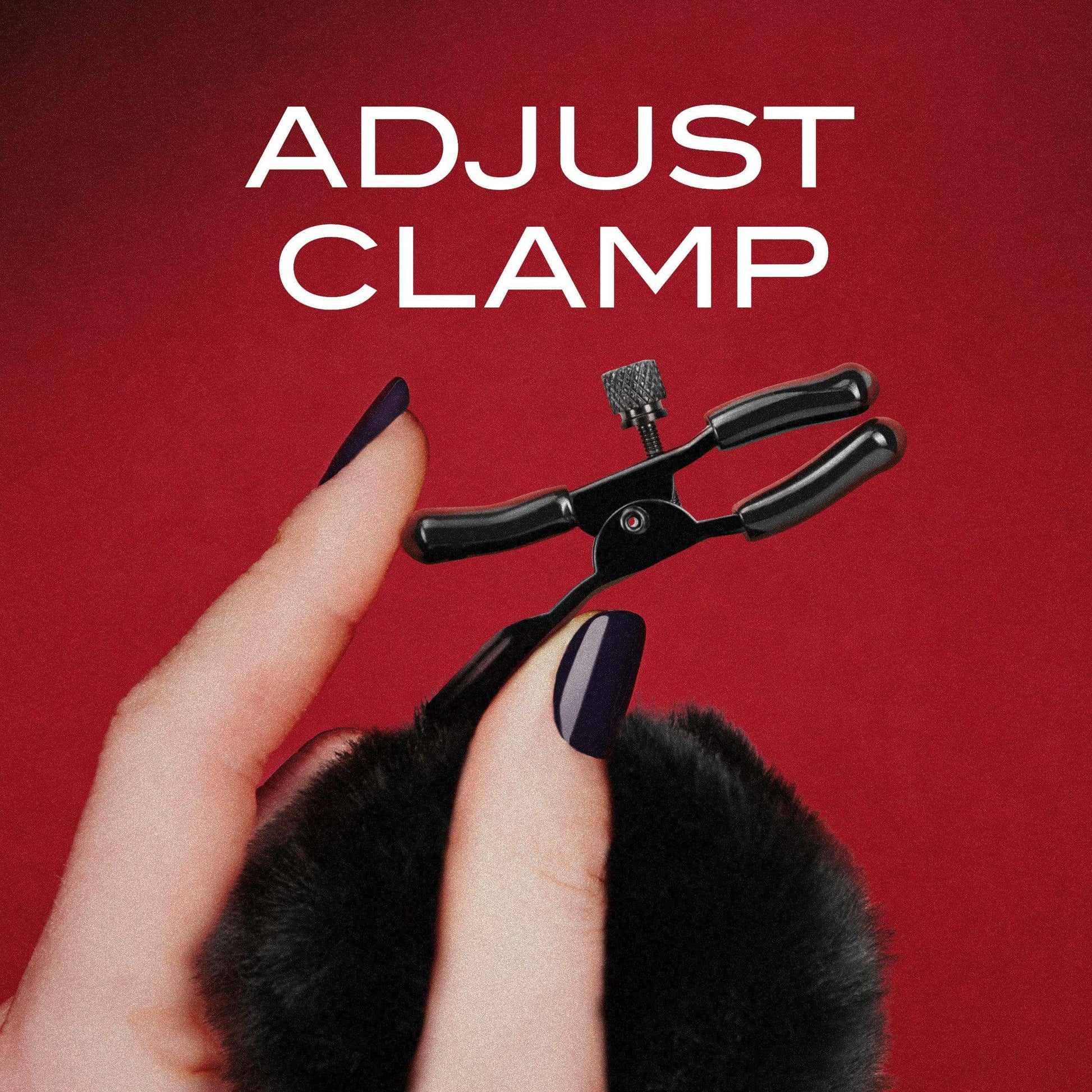 Noir - Pom Adjustable Nipple Clamps - Black - Thorn & Feather Sex Toy Canada