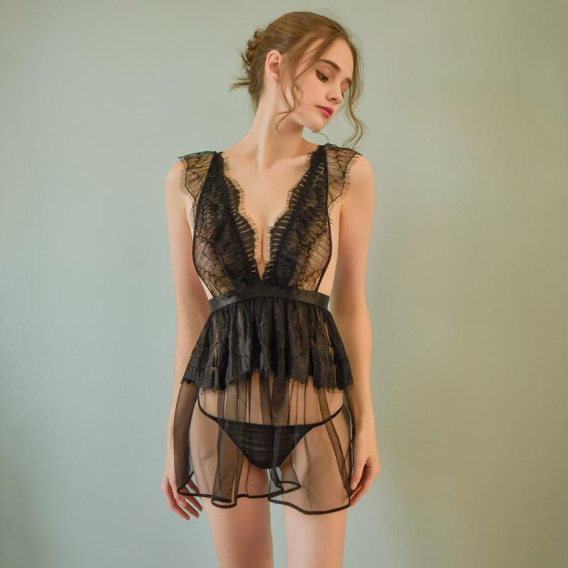 Two Piece Stretch Lace Babydoll Set - Thorn & Feather Sex Toy Canada