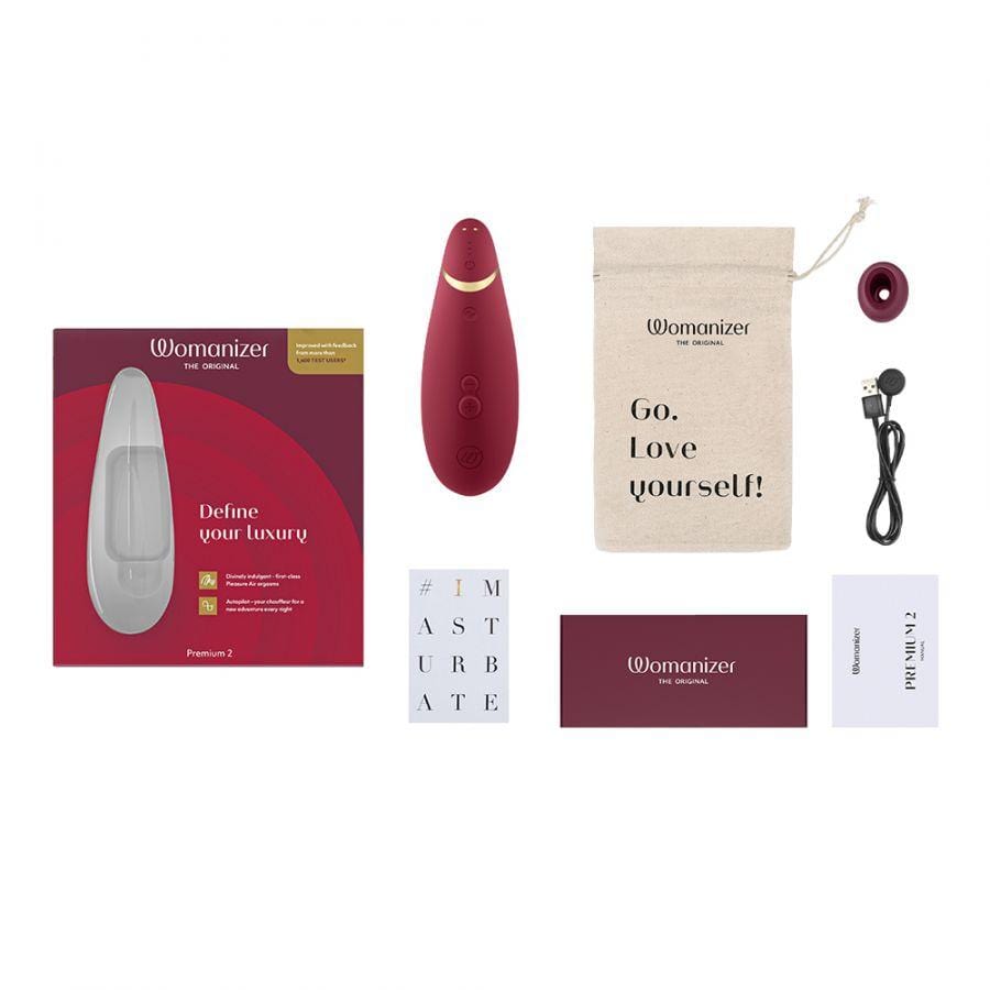 Womanizer Premium 2 Clitoral Stimulator - Bordeaux - Thorn & Feather Sex Toy Canada