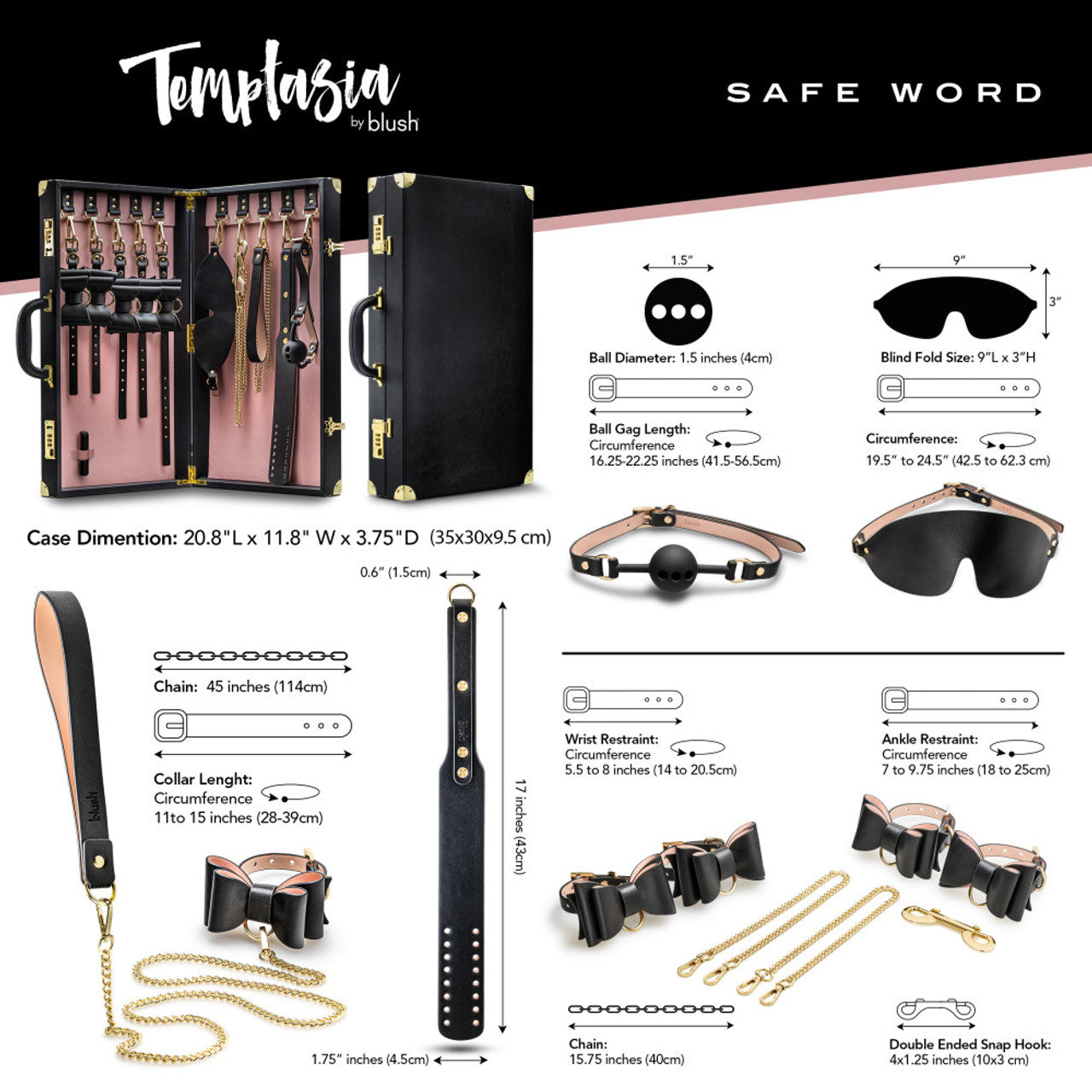Kit de bondage Safe Word avec valise - Noir