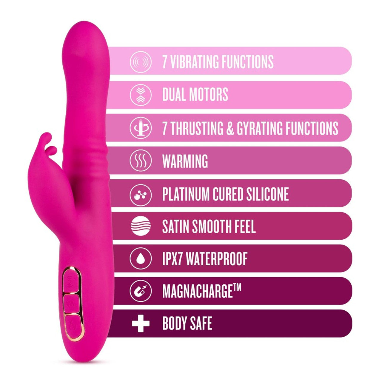 Lush Kira Rechargeable Silicone Dual Stimulation Rabbit Vibrator By Blush - Velvet Pink - Thorn & Feather Sex Toy Canada
